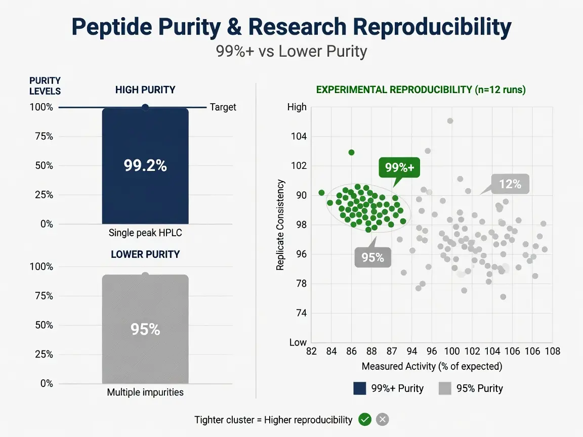 Comparison chart of peptide purity levels and reproducibility impact