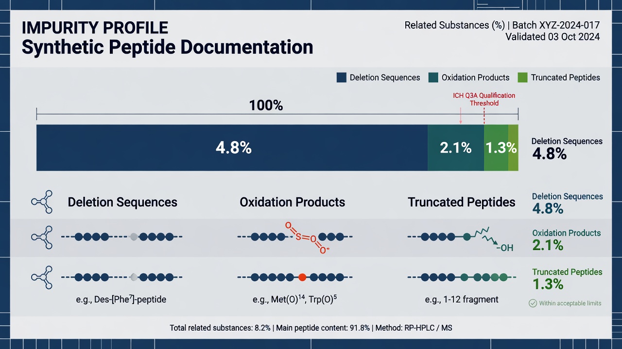 Related-substance impurity profile for synthetic peptide documentation